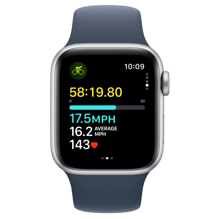 Смарт-часы Apple Watch SE 2 GPS 40mm Silver Aluminium Case with Storm Blue Sport Band S/M (MRE13)  Фото №1