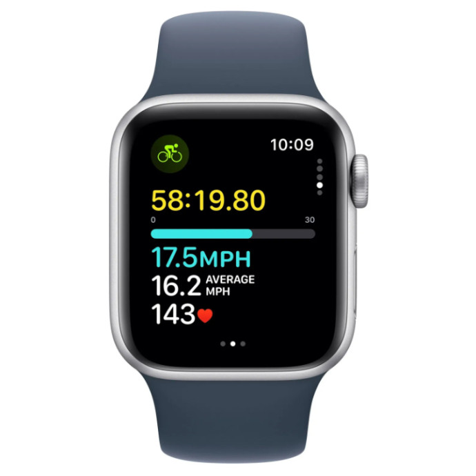 Смарт-часы Apple Watch SE 2 GPS 40mm Silver Aluminium Case with Storm Blue Sport Band S/M (MRE13)  Фото №1