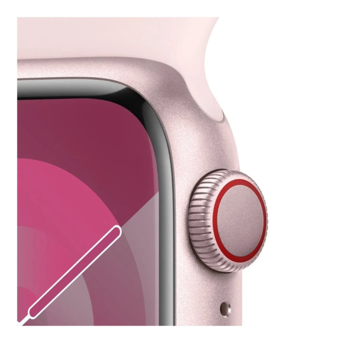 Смарт-часы Apple Watch Series 9 GPS + Cellular 45mm Pink Aluminum Case w. Light Pink Sport Band - M/L (MRML3)  Фото №3