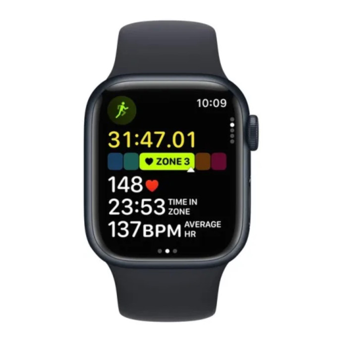 Смарт-годинник Apple Watch Series 9 GPS 45mm Midnight Aluminum Case w. Midnight Sport Band - S/M (MR993)  Фото №0