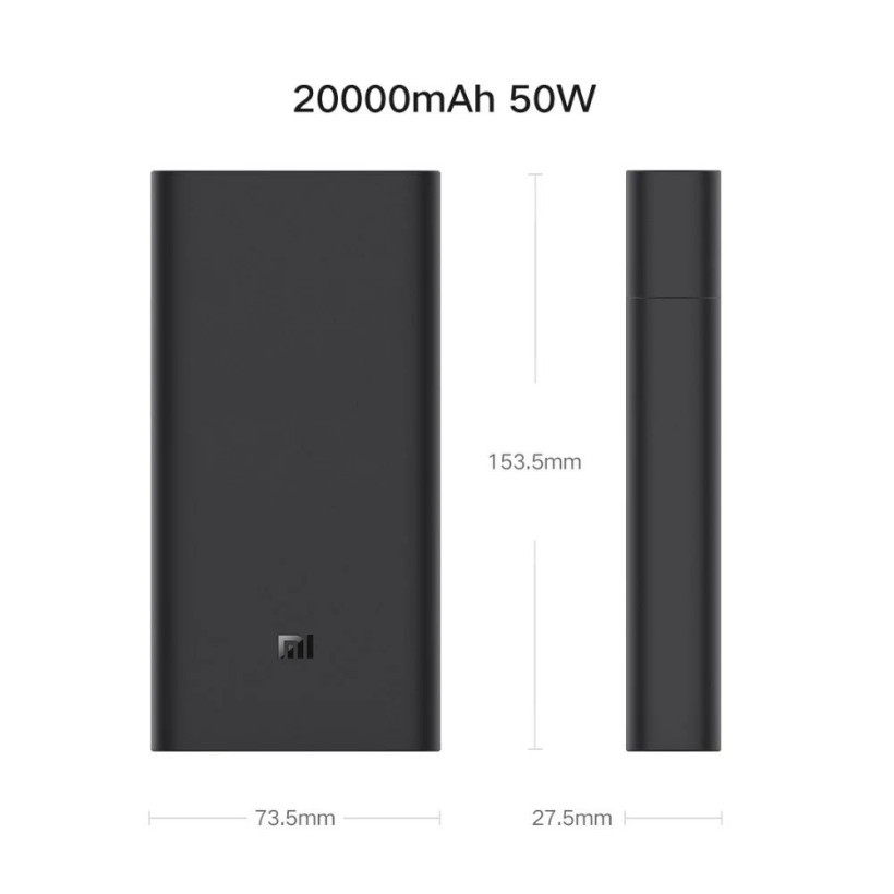 Внешний аккумулятор (павербанк) Xiaomi Mi 50w Power Bank 20000mAh Black (BHR5121GL, PB200SZM, BHR5080CN)  Фото №3