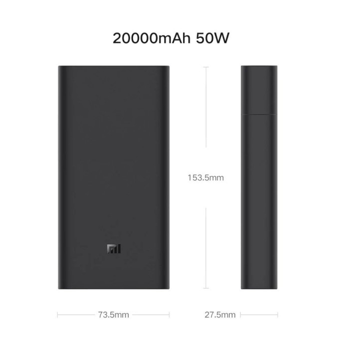 Внешний аккумулятор (павербанк) Xiaomi Mi 50w Power Bank 20000mAh Black (BHR5121GL, PB200SZM, BHR5080CN)  Фото №3