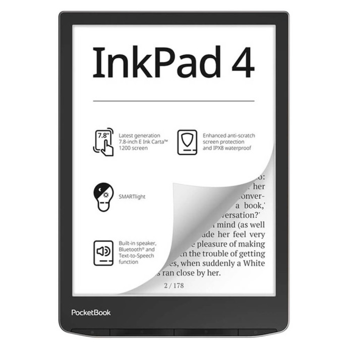 Электронная книга с подсветкой PocketBook 743G InkPad 4 Stundust Silver (PB743G-U-CIS, PB743G-U-WW)