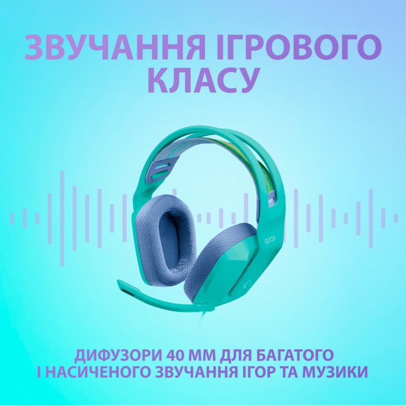 Навушники з мікрофоном Logitech G335 Wired Gaming Mint (981-001024)  Фото №3