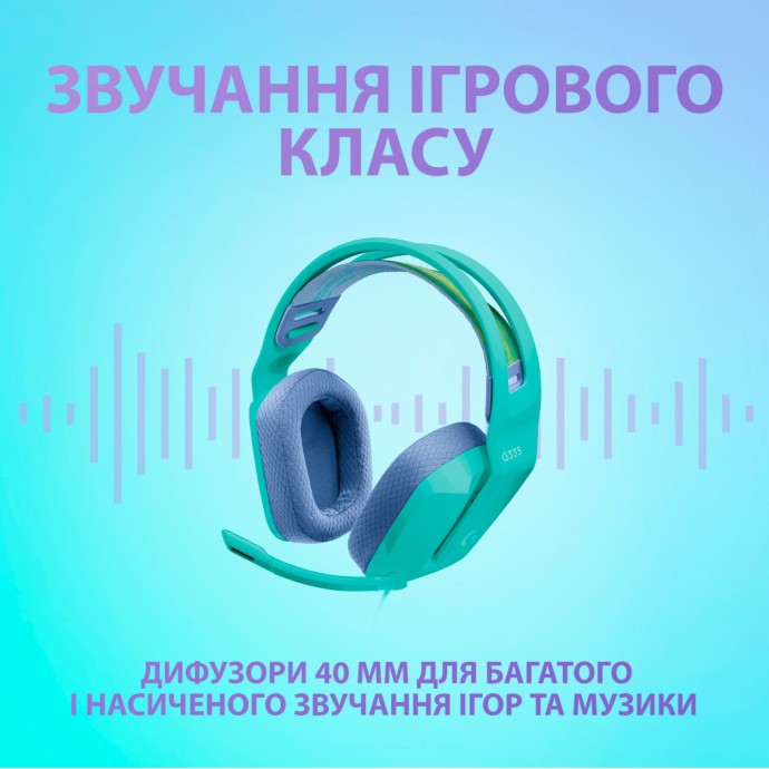Навушники з мікрофоном Logitech G335 Wired Gaming Mint (981-001024)  Фото №3