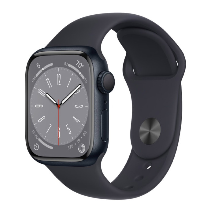 Смарт-часы Apple Watch Series 8 GPS 41mm Midnight Aluminum Case w. Midnight Sport Band - Size S/M (MNU73/MNPC3)  Фото №0