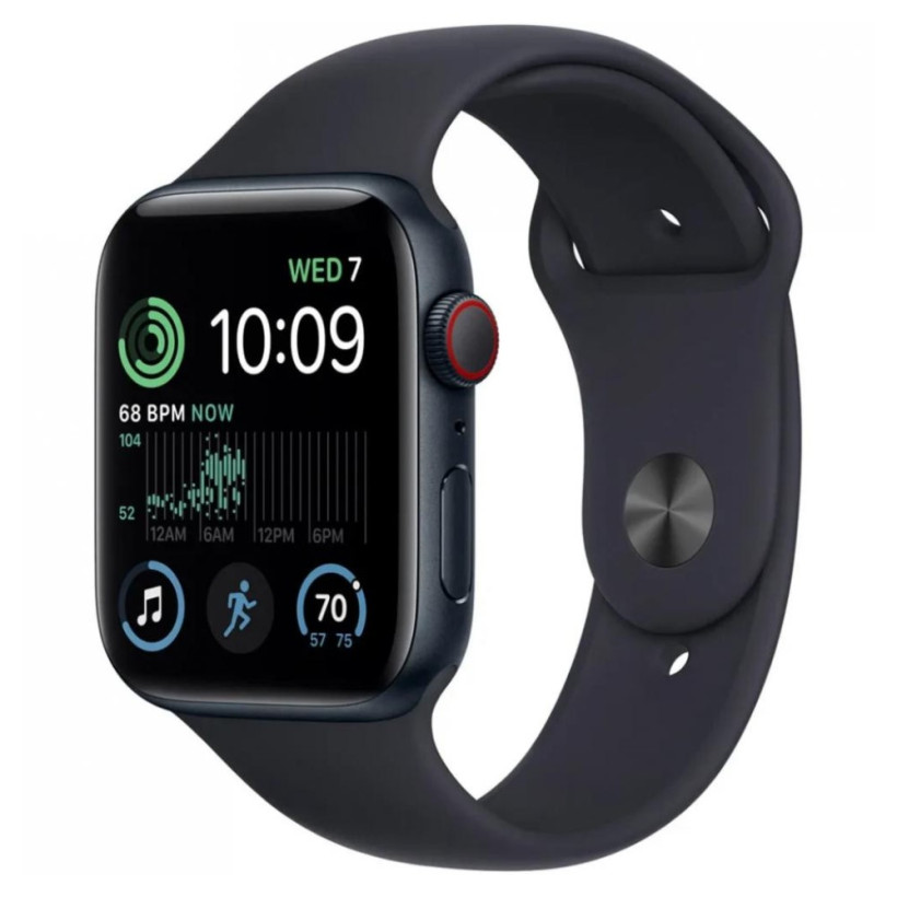 Смарт-часы Apple Watch SE 2 GPS + Cellular 44mm  + Cellular 44mmчас Apple Watch SE 2 GPS + Cellular 44mm Midnight Alu. Case w. Midnight Sport Band M/L  Фото №0