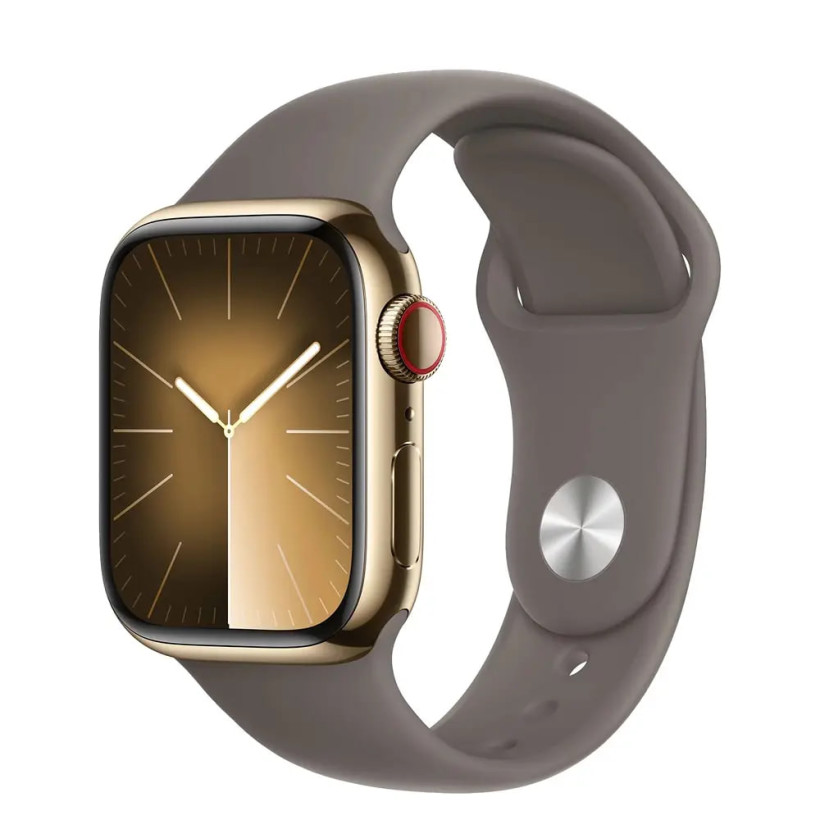 Смарт-часы Apple Watch Series 9 GPS + Cellular 41mm Gold S. Steel Case w. Clay Sport Band - M/L (MRJ63)  Фото №0