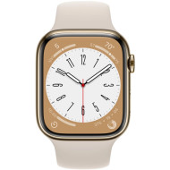 Смарт-часы Apple Watch Series 8 GPS + Cellular 45mm Gold S. Steel Case w. Starlight S. Band (MNKM3) 