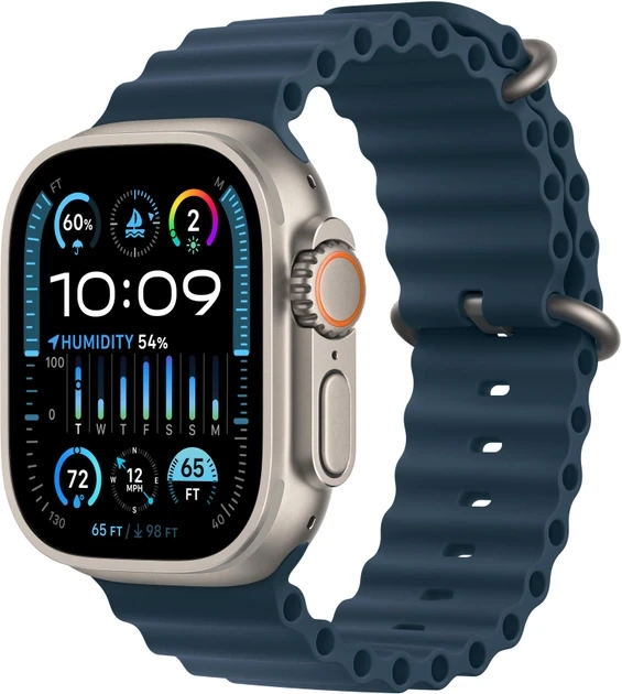 Смарт-годинник Apple Watch Ultra 2 GPS + Cellular 49mm Titanium Case with Blue Ocean Band (MREG3)  Фото №2