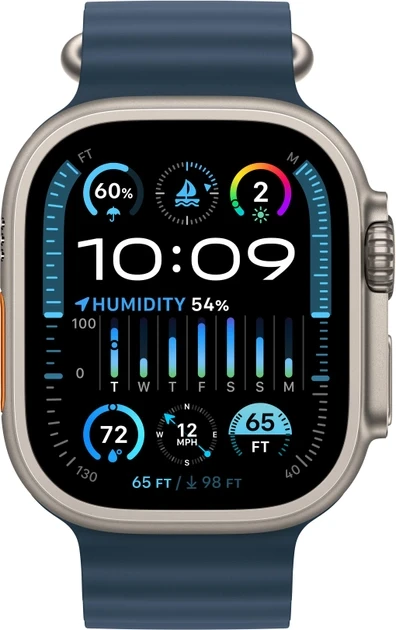 Смарт-годинник Apple Watch Ultra 2 GPS + Cellular 49mm Titanium Case with Blue Ocean Band (MREG3)  Фото №3