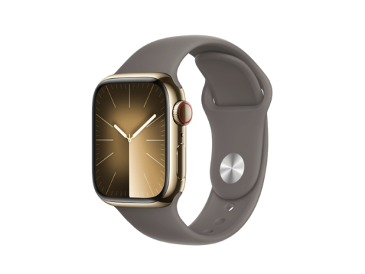 Смарт-часы Apple Watch Series 9 GPS + Cellular 45mm Gold S. Steel Case w. Clay Sport Band - S/M (MRMR3)  Фото №2
