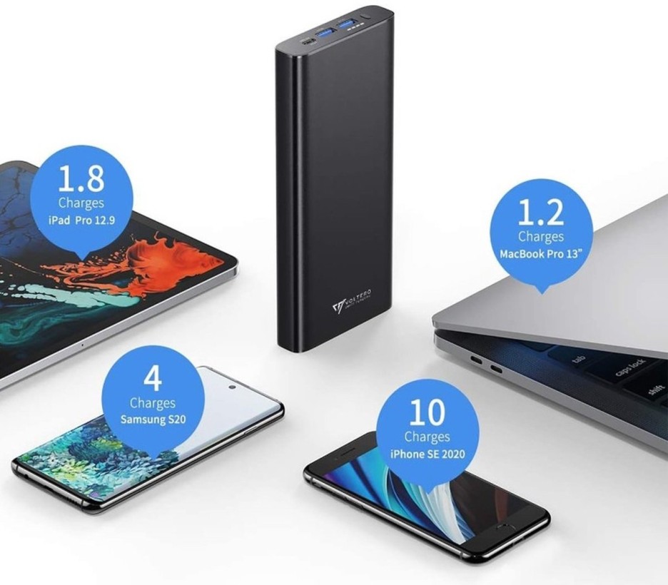 Зовнішній акумулятор (павербанк) Voltero Power Bank 26800mAh S25 PD 100W PD3.0 PPS USB-C Black for MacBook (8720828063101 6090525828894)  Фото №1