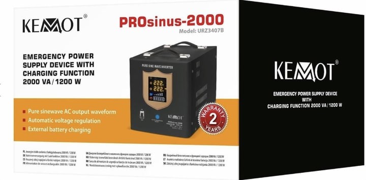 Гібридне ДБЖ/інвертор Kemot PROsinus-2000 1200W (URZ3407B)  Фото №2