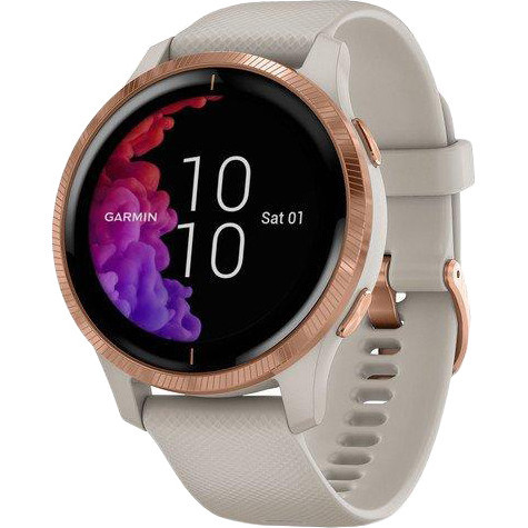 Спортивные часы Garmin Venu Rose Gold Stainless Steel Bezel w. Light Sand and Silicone B. (010-02173-23/22/21)  Фото №0