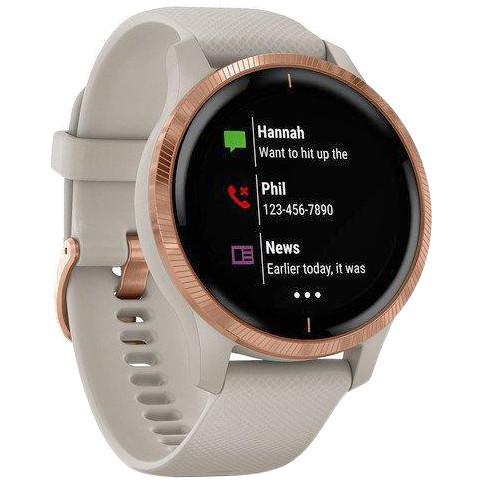 Спортивные часы Garmin Venu Rose Gold Stainless Steel Bezel w. Light Sand and Silicone B. (010-02173-23/22/21)  Фото №1