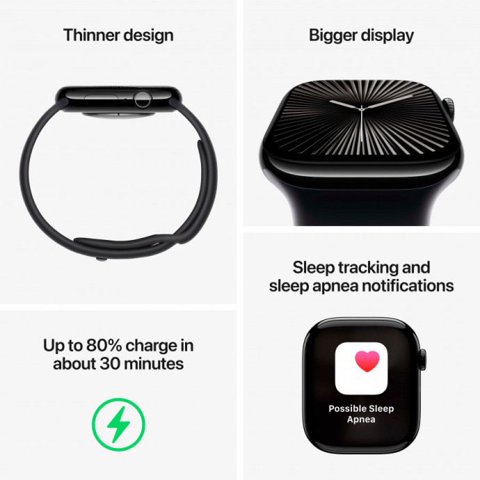 Смарт-годинник Apple Watch Series 10 GPS 46mm Silver Alu. Case w. Denim Sport Band - M/L (MWWM3)  Фото №4