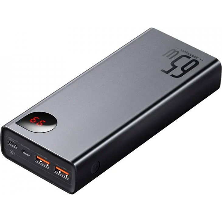 Зовнішній акумулятор (павербанк) Baseus Adaman Metal Digital Display Quick Charge Power Bank 65W 20000mAh Black (PPIMDA-D01, PPADM-65S)  Фото №1