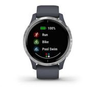 Спортивные часы Garmin Venu Silver Stainless Steel Bezel w. Granite Blue and Silicone B. (010-02173-01/03) 