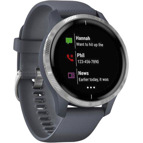 Спортивные часы Garmin Venu Silver Stainless Steel Bezel w. Granite Blue and Silicone B. (010-02173-01/03)  Фото №5