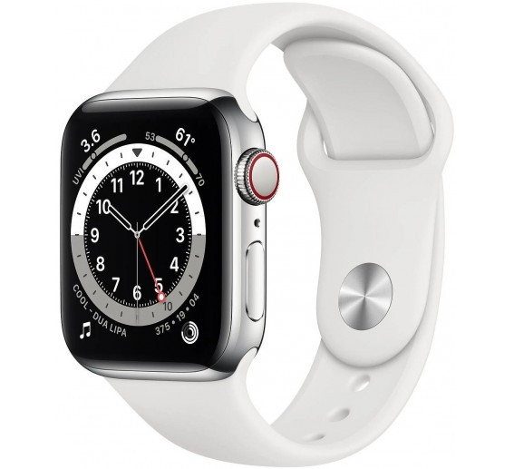 Смарт-годинник Apple Watch Series 6 GPS + Cellular 40mm Silver Aluminum Case w. White Sport B. (M02N  Фото №1