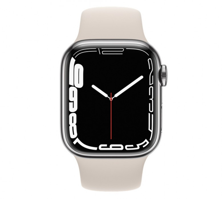 Смарт-часы Apple Watch Series 7 GPS + Cellular 45mm часы Apple Watch Series 7 GPS + Cellular 45mm Silver Stainless Steel Case w. Starlight Sport Band   Фото №0