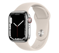 Смарт-часы Apple Watch Series 7 GPS + Cellular 45mm часы Apple Watch Series 7 GPS + Cellular 45mm Silver Stainless Steel Case w. Starlight Sport Band  