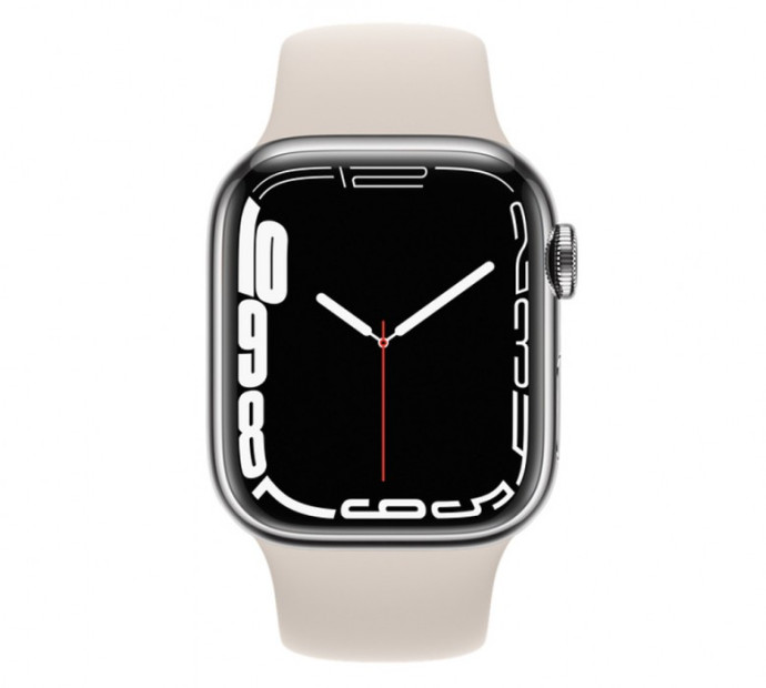 Смарт-часы Apple Watch Series 7 GPS + Cellular 45mm часы Apple Watch Series 7 GPS + Cellular 45mm Silver Stainless Steel Case w. Starlight Sport Band   Фото №0