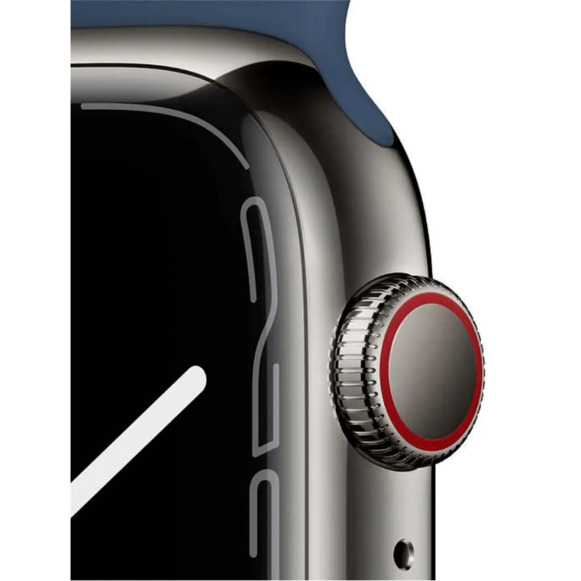 Смарт-часы Apple Watch Series 7 GPS + Cellular 45mm часы Apple Watch Series 7 GPS + Cellular 45mm Graphite S. Steel Case w. Abyss Blue S. Band (MKJH3)  Фото №1