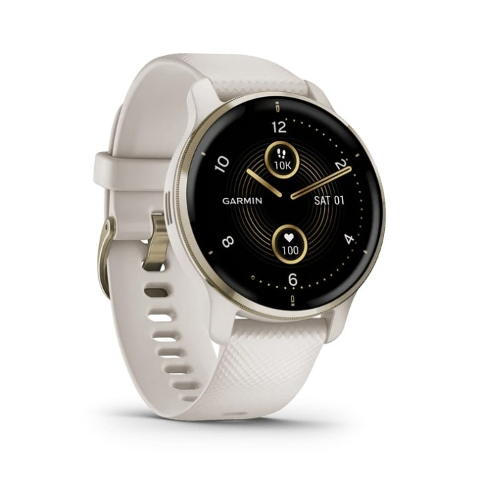 Смарт-часы Garmin Venu 2 Plus Cream Gold S. Steel Bezel w. Ivory Case and S. Band (010-02496-02/12)  Фото №1