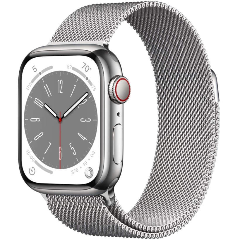 Смарт-часы Apple Watch Series 8 GPS + Cellular 45mm Silver S. Steel Case w. Milanese Loop Silver (MNKG3/MNKJ3)  Фото №0