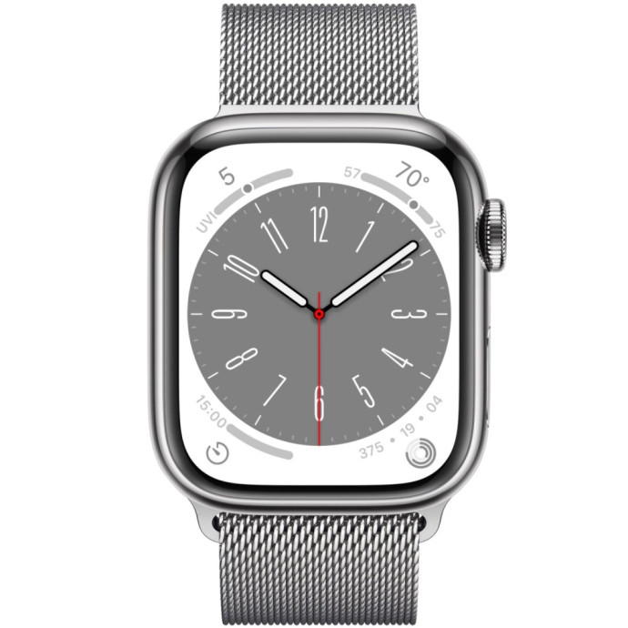 Смарт-часы Apple Watch Series 8 GPS + Cellular 45mm Silver S. Steel Case w. Milanese Loop Silver (MNKG3/MNKJ3)