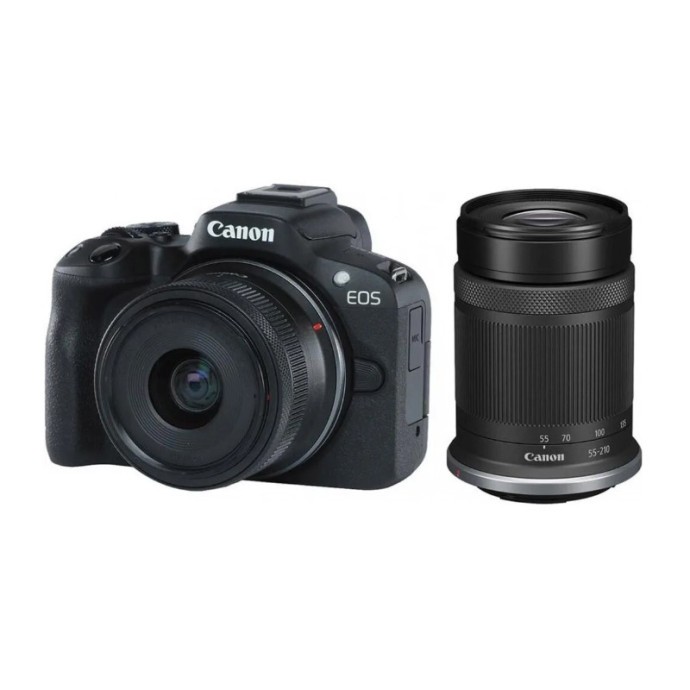 Бездзеркальний фотоапарат Canon EOS R50 kit RF-S 18-45mm IS STM + RF-S 55-210mm IS STM Black (5811C034)  Фото №0
