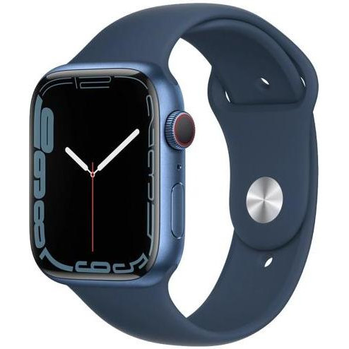 Смарт-годинник Apple Watch Series 7 GPS + Cellular 45mm Blue Aluminum Case w. Abyss Blue S. Band (MKJA3)  Фото №1