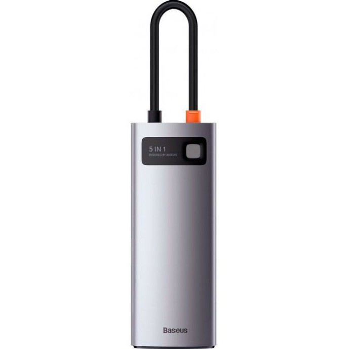Мультипортовий адаптер Baseus Metal Gleam Series 5-in-1 Multifunctional Type-C HUB Gray (WKWG020013)