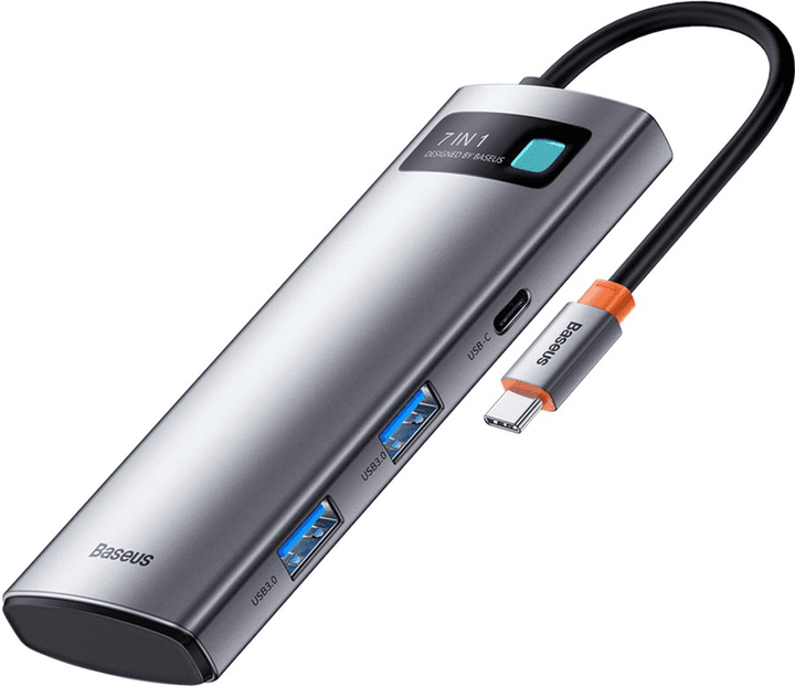 Мультипортовый адаптер Baseus Metal Gleam Series 7-in-1 Multifunctional Type-C HUB Gray (WKWG020113)