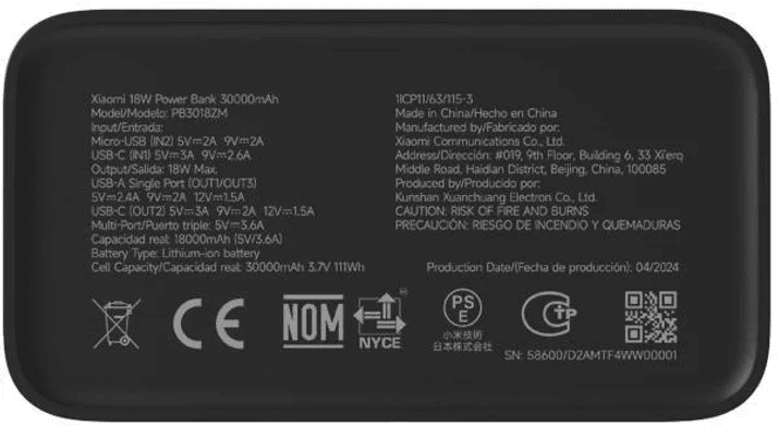 Внешний аккумулятор (павербанк) Xiaomi PB3018ZM 30000mAh 18W Black (BHR9126GL)  Фото №10