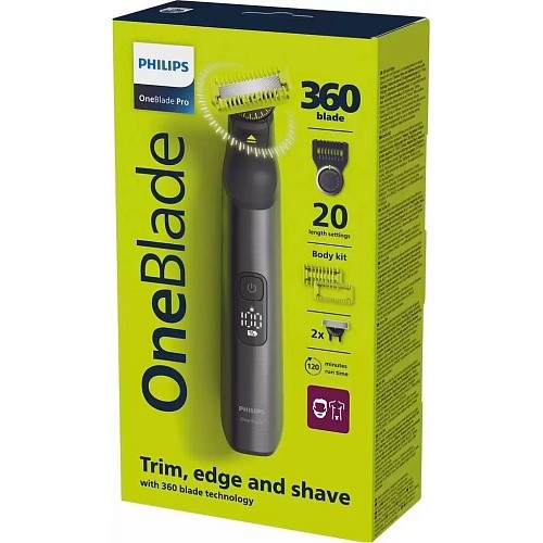 Тример для бороди та вусів/ Тример для тіла (бодігрумер) Philips OneBlade Pro 360 Face + Body QP6552/30  Фото №2