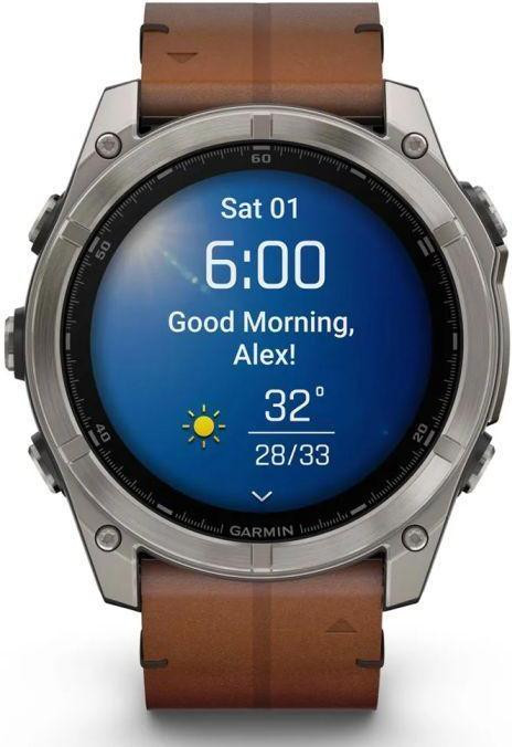 Смарт-часы Garmin Fenix 8 51mm AMOLED Sapphire Carbon grey DLC w. Chestnut Leather Band (010-02905-40)