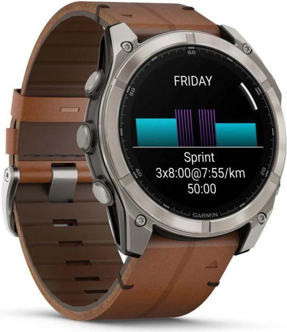 Смарт-часы Garmin Fenix 8 51mm AMOLED Sapphire Carbon grey DLC w. Chestnut Leather Band (010-02905-40)  Фото №4
