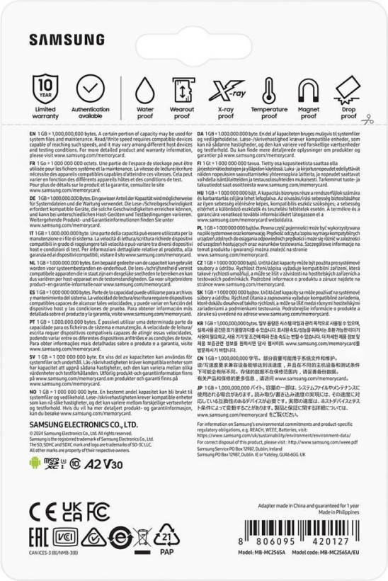 Карта памяти Samsung 256 GB microSDXC Class 10 UHS-I U3 EVO Plus + SD Adapter (MB-MC256SA)  Фото №8