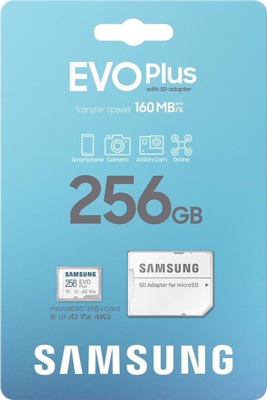 Карта памяти Samsung 256 GB microSDXC Class 10 UHS-I U3 EVO Plus + SD Adapter (MB-MC256SA)  Фото №16