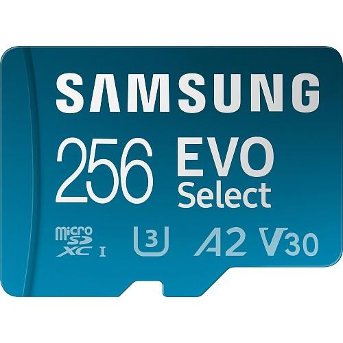 Карта памяти Samsung 256 GB microSDXC UHS-I U3 V30 A2 EVO Select + SD Adapter MB-ME256KA  Фото №1