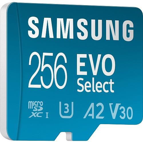 Карта памяти Samsung 256 GB microSDXC UHS-I U3 V30 A2 EVO Select + SD Adapter MB-ME256KA  Фото №2