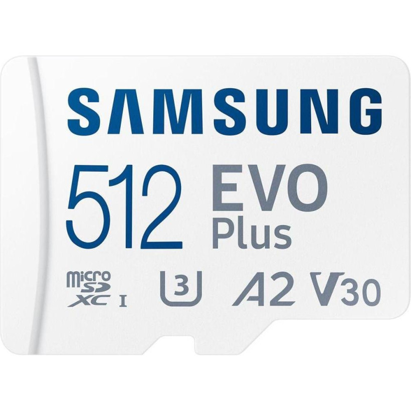 Карта памяти Samsung 512 GB microSDXC Class 10 UHS-I U3 V30 A2 EVO Plus + SD Adapter (MB-MC512SA)  Фото №0