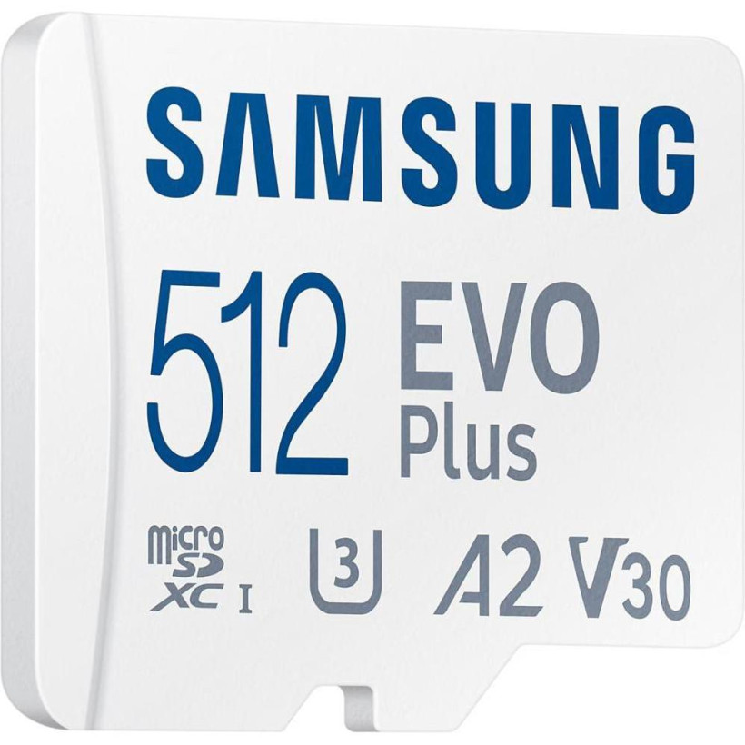 Карта памяти Samsung 512 GB microSDXC Class 10 UHS-I U3 V30 A2 EVO Plus + SD Adapter (MB-MC512SA)  Фото №2