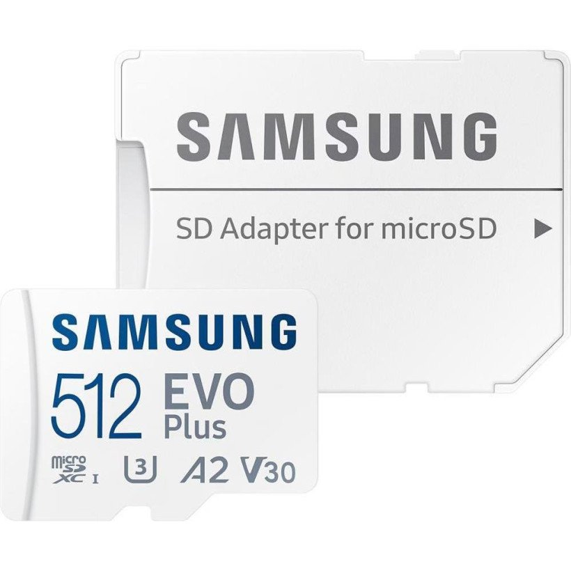 Карта памяти Samsung 512 GB microSDXC Class 10 UHS-I U3 V30 A2 EVO Plus + SD Adapter (MB-MC512SA)  Фото №3