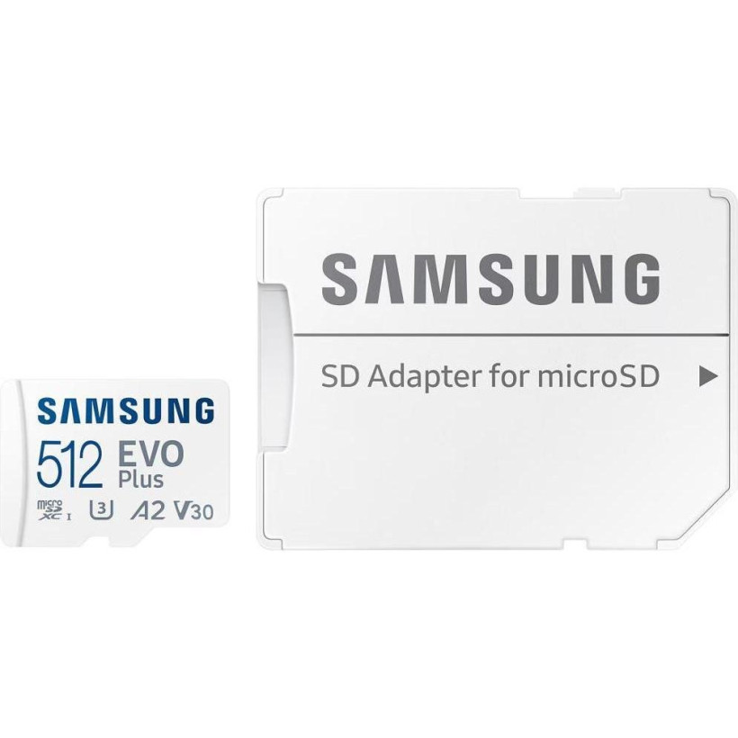 Карта памяти Samsung 512 GB microSDXC Class 10 UHS-I U3 V30 A2 EVO Plus + SD Adapter (MB-MC512SA)  Фото №5
