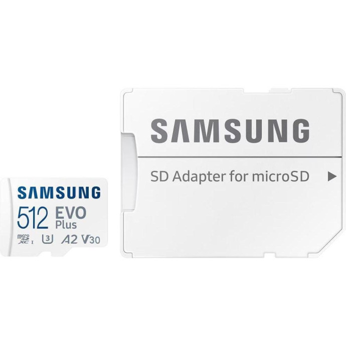 Карта памяти Samsung 512 GB microSDXC Class 10 UHS-I U3 V30 A2 EVO Plus + SD Adapter (MB-MC512SA)  Фото №5