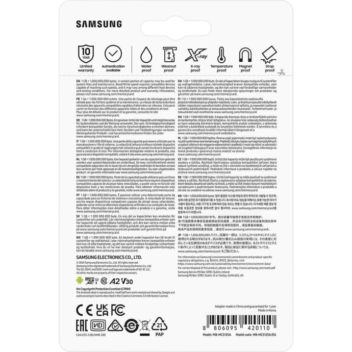 Карта памяти Samsung 512 GB microSDXC Class 10 UHS-I U3 V30 A2 EVO Plus + SD Adapter (MB-MC512SA)  Фото №8